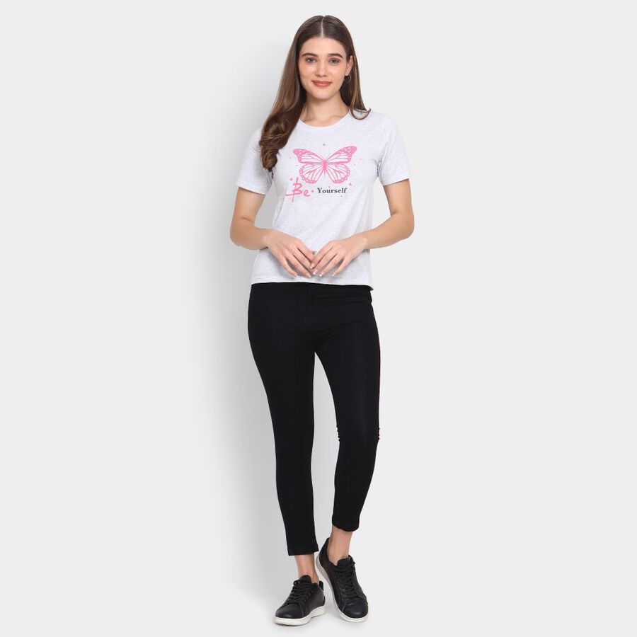 Ladies' Cotton T-Shirt, Ecru Melange, large image number null